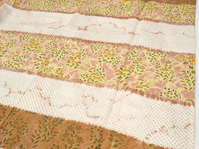 平和屋着物●訪問着　絞り　横段草花文　正絹　逸品　CABI2356yc