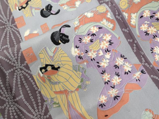 平和屋着物●長襦袢　無双仕立て　麻の葉人物間道　やまと誂製　正絹　逸品　未使用　CABI2357yc