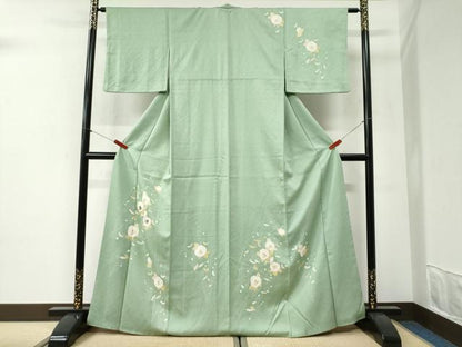 平和屋着物●訪問着　刺繍　椿　金彩　正絹　逸品　CABI2358yc