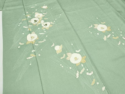平和屋着物●訪問着　刺繍　椿　金彩　正絹　逸品　CABI2358yc