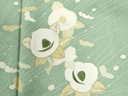 平和屋着物●訪問着　刺繍　椿　金彩　正絹　逸品　CABI2358yc