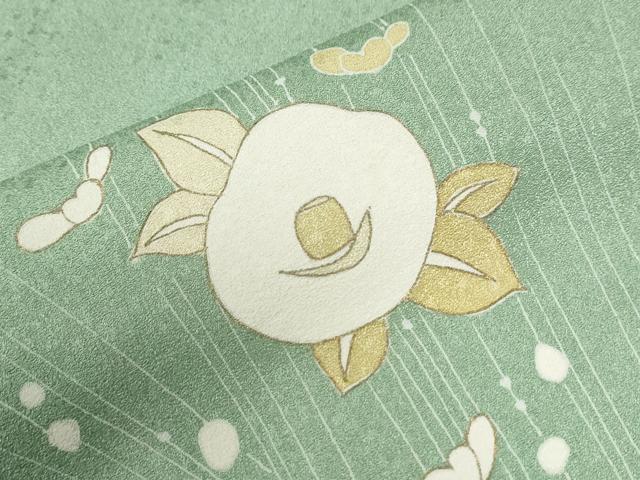 平和屋着物●訪問着　刺繍　椿　金彩　正絹　逸品　CABI2358yc