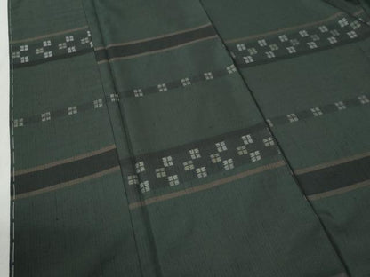 平和屋着物●上質な紬　横段吉祥文　正絹　逸品　未使用　CABI2359yc