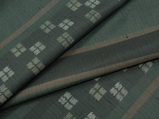 平和屋着物●上質な紬　横段吉祥文　正絹　逸品　未使用　CABI2359yc