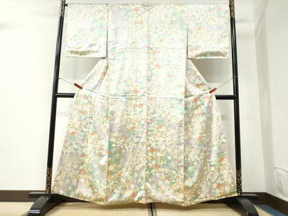 平和屋着物●上質な小紋　草花文　正絹　逸品　未使用　CABI2360yc