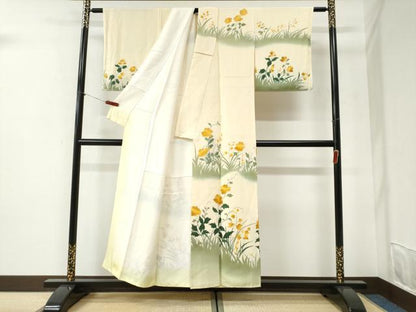 平和屋着物●訪問着　草花文　暈し染め　金彩　正絹　逸品　未使用　CABI2361yc