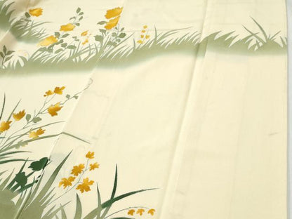 平和屋着物●訪問着　草花文　暈し染め　金彩　正絹　逸品　未使用　CABI2361yc