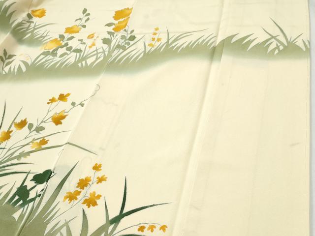 平和屋着物●訪問着　草花文　暈し染め　金彩　正絹　逸品　未使用　CABI2361yc