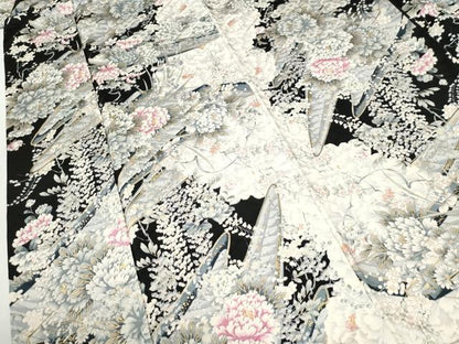 平和屋着物●豪華振袖　舟牡丹花文　黒地　金彩　やまと誂製　正絹　逸品　CABI2367yc