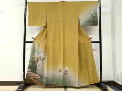 平和屋着物●訪問着　霞枝牡丹　暈し染め　銀彩　正絹　逸品　CABI2368yc