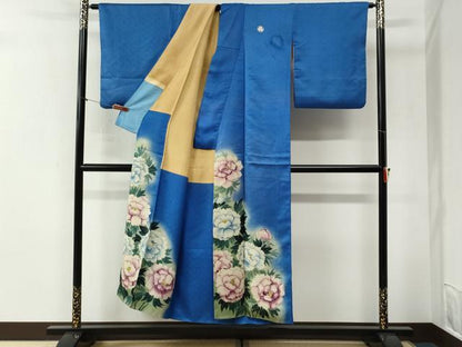 平和屋着物●アンティーク　大正ロマン　色留袖　牡丹　暈し染め　正絹　逸品　CABI2369yc