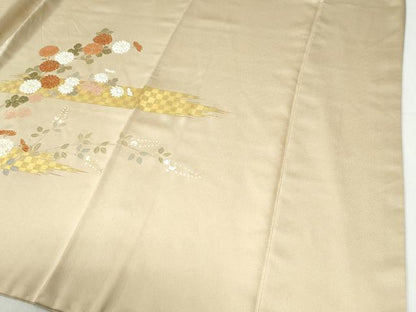 平和屋着物●訪問着　駒刺繍　霞枝菊文　金彩　正絹　逸品　CABI2374yc