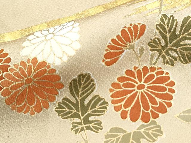 平和屋着物●訪問着　駒刺繍　霞枝菊文　金彩　正絹　逸品　CABI2374yc