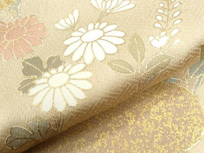 平和屋着物●訪問着　駒刺繍　霞枝菊文　金彩　正絹　逸品　CABI2374yc