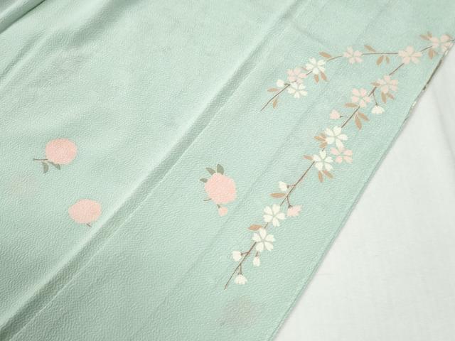 平和屋着物●訪問着　作家物　霞花籠文　金彩　鬼しぼ縮緬　正絹　逸品　CABI2377yc