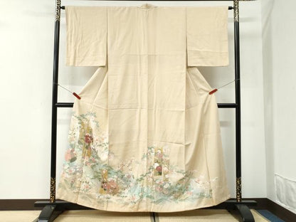 平和屋着物●豪華色留袖　駒刺繍　短冊群鶴浜松花文　暈し染め　金彩　正絹　逸品　CABI2378yc