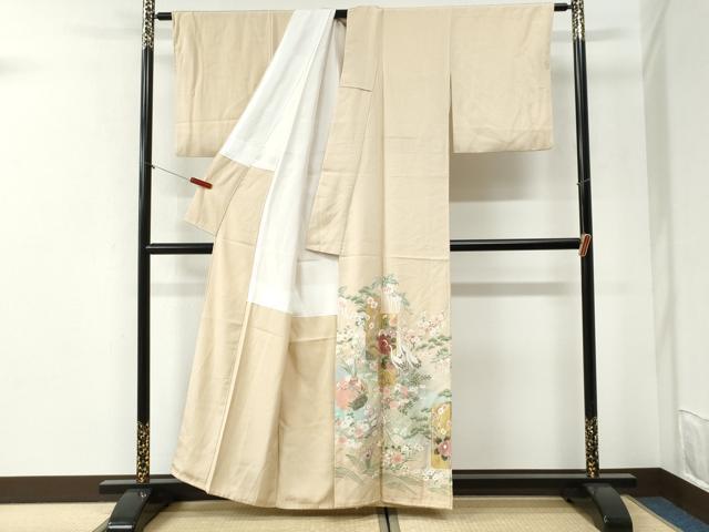 平和屋着物●豪華色留袖　駒刺繍　短冊群鶴浜松花文　暈し染め　金彩　正絹　逸品　CABI2378yc