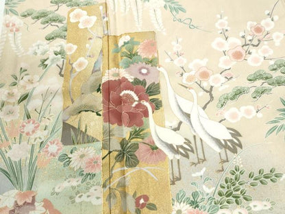 平和屋着物●豪華色留袖　駒刺繍　短冊群鶴浜松花文　暈し染め　金彩　正絹　逸品　CABI2378yc