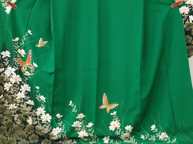 平和屋着物●豪華振袖　花蝶文　暈し染め　金彩　正絹　逸品　CABI2381yc