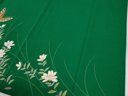 平和屋着物●豪華振袖　花蝶文　暈し染め　金彩　正絹　逸品　CABI2381yc