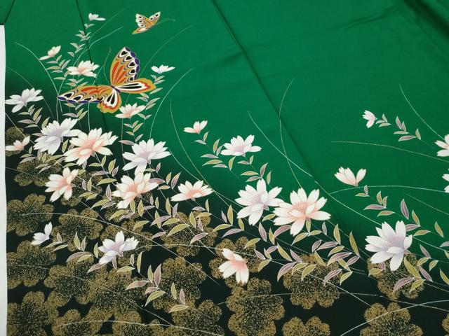平和屋着物●豪華振袖　花蝶文　暈し染め　金彩　正絹　逸品　CABI2381yc