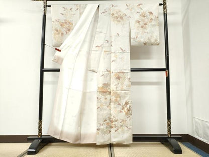 平和屋着物●創業460年・千總　訪問着　駒刺繍　雪輪草花文　金彩　三越扱い　正絹　逸品　CABI2389yc