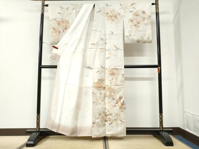 平和屋着物●創業460年・千總　訪問着　駒刺繍　雪輪草花文　金彩　三越扱い　正絹　逸品　CABI2389yc