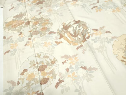 平和屋着物●創業460年・千總　訪問着　駒刺繍　雪輪草花文　金彩　三越扱い　正絹　逸品　CABI2389yc