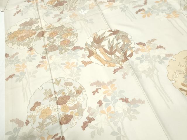 平和屋着物●創業460年・千總　訪問着　駒刺繍　雪輪草花文　金彩　三越扱い　正絹　逸品　CABI2389yc