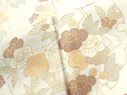 平和屋着物●創業460年・千總　訪問着　駒刺繍　雪輪草花文　金彩　三越扱い　正絹　逸品　CABI2389yc