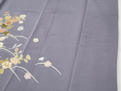 平和屋着物●訪問着　背抜き仕立て　草花文　金彩　鬼しぼ縮緬　正絹　逸品　CABI2390yc