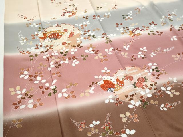 平和屋着物●訪問着　駒刺繍　雪輪花蝶文　暈し染め　金彩　正絹　逸品　CABI2391yc