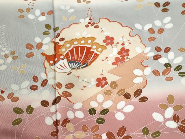 平和屋着物●訪問着　駒刺繍　雪輪花蝶文　暈し染め　金彩　正絹　逸品　CABI2391yc