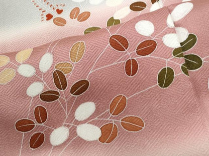 平和屋着物●訪問着　駒刺繍　雪輪花蝶文　暈し染め　金彩　正絹　逸品　CABI2391yc