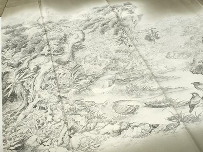 平和屋着物●琉染の創設者　山岡古都　水墨書　色留袖　手描き　休み鳥水辺風景文　暈し染め　正絹　逸品　CABI2392yc