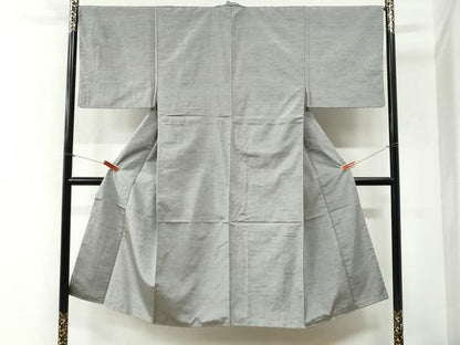 平和屋着物●男性　紬　色無地　薄鈍色　正絹　逸品　CABI2393yc