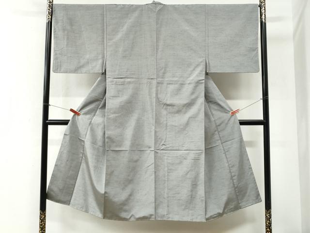 平和屋着物●男性　紬　色無地　薄鈍色　正絹　逸品　CABI2393yc