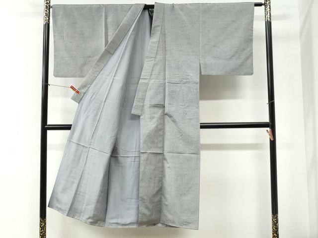 平和屋着物●男性　紬　色無地　薄鈍色　正絹　逸品　CABI2393yc