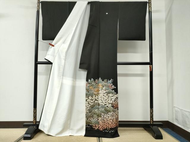 平和屋着物●豪華黒留袖　作家物　駒刺繍　松竹梅風景花文　金糸　正絹　逸品　CABI2394yc