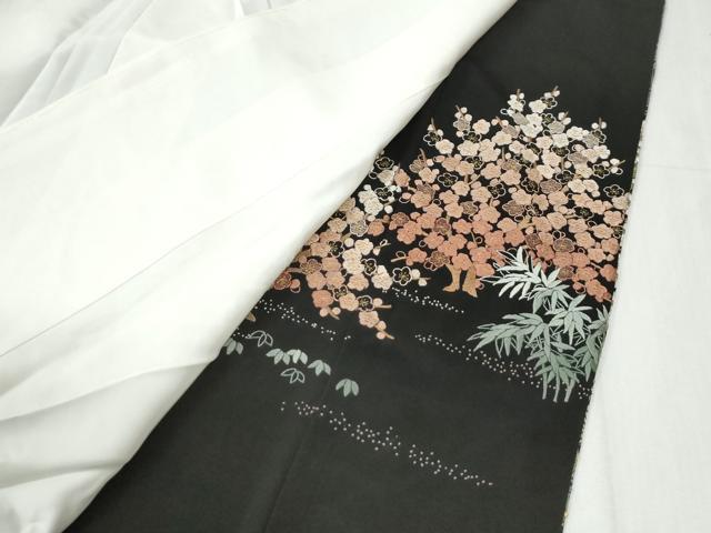 平和屋着物●豪華黒留袖　作家物　駒刺繍　松竹梅風景花文　金糸　正絹　逸品　CABI2394yc