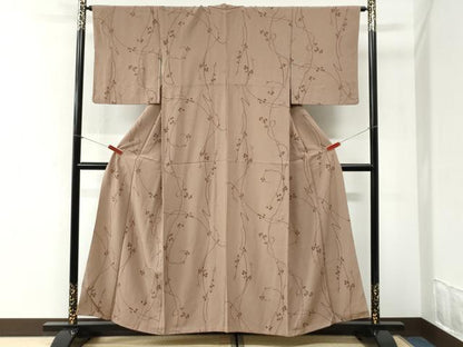 平和屋着物●上質な小紋　南天蔦の葉シルエット　正絹　逸品　CABI2395yc