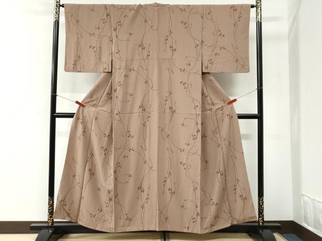 平和屋着物●上質な小紋　南天蔦の葉シルエット　正絹　逸品　CABI2395yc