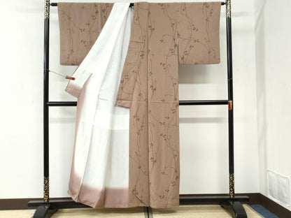 平和屋着物●上質な小紋　南天蔦の葉シルエット　正絹　逸品　CABI2395yc
