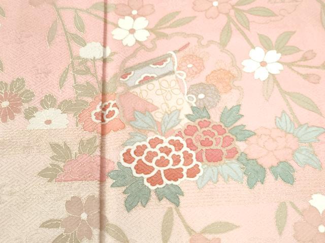 平和屋着物●訪問着　竜田川几帳雪輪草花文　暈し染め　金彩　正絹　逸品　CABI2396yc