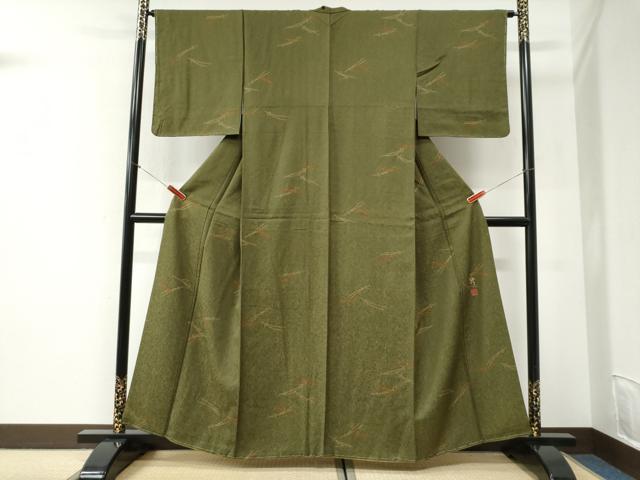 平和屋着物●染色作家　草野一騎　小紋　溢れ松葉　正絹　逸品　未使用　CABI2399yc