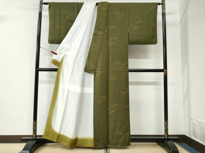 平和屋着物●染色作家　草野一騎　小紋　溢れ松葉　正絹　逸品　未使用　CABI2399yc