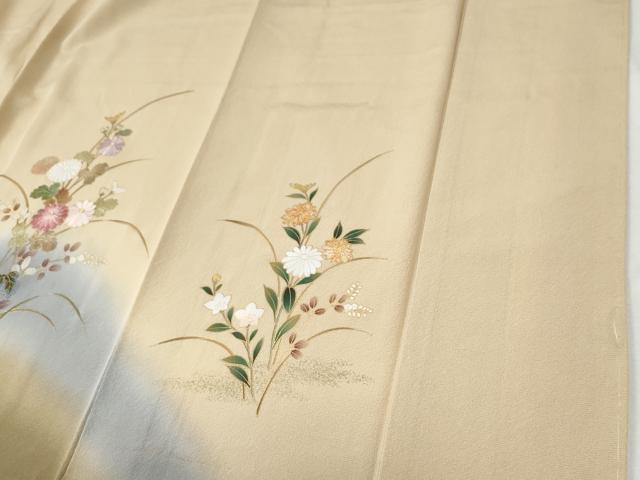平和屋着物●訪問着　刺繍　菊花文　暈し染め　金彩　ロング丈　正絹　逸品　CABI2401yc