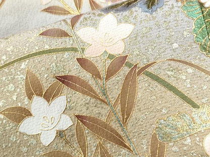 平和屋着物●訪問着　刺繍　菊花文　暈し染め　金彩　ロング丈　正絹　逸品　CABI2401yc