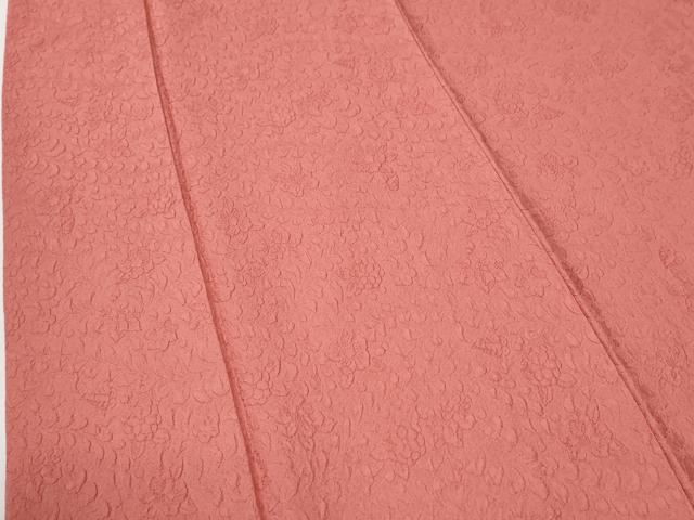 平和屋着物●上質な色無地　辻が花地紋　甚三紅色　ロング丈　正絹　逸品　CABI2403yc