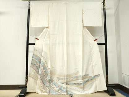 平和屋着物●色留訪問着　寿光織　鬘帯吉祥花唐草文　金糸　正絹　逸品　CABI2406yc